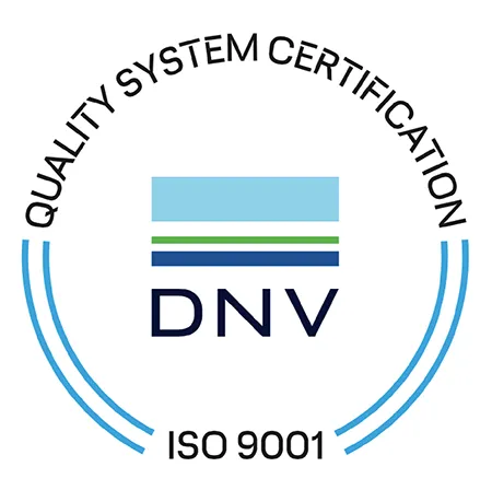 DNV ISO 9001-2015 certification logo, symbolizing quality management system compliance and excellence in service delivery.