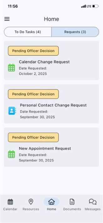 BI SmartLINK home requests screen