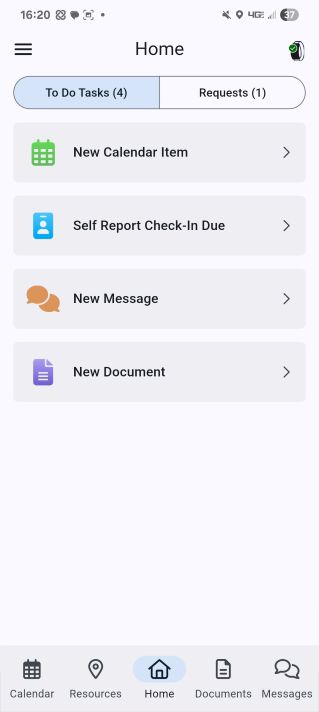 The BI SmartLINK to-do tasks homepage visible on a smartphone, displaying a clear layout of client tasks and actionable items.