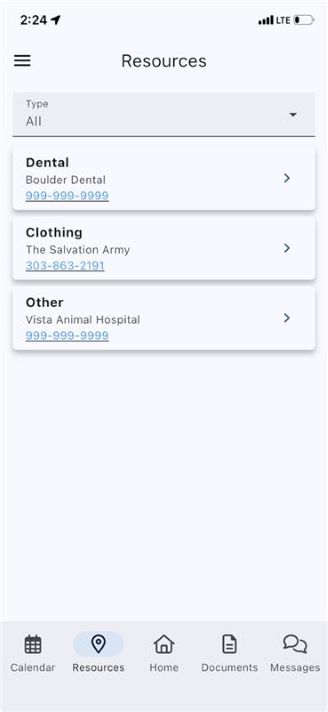 BI SmartLINK resources screen